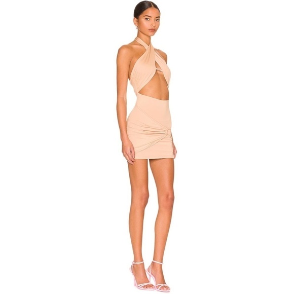 NWT superdown Michelle Wrap Mini Dress in Nude - Picture 6 of 13
